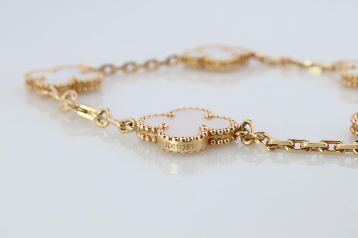 Van Cleef Arpels Alhambra Bracelet Genuine VCA 18k YG Mother of Pearl 5P Motifs