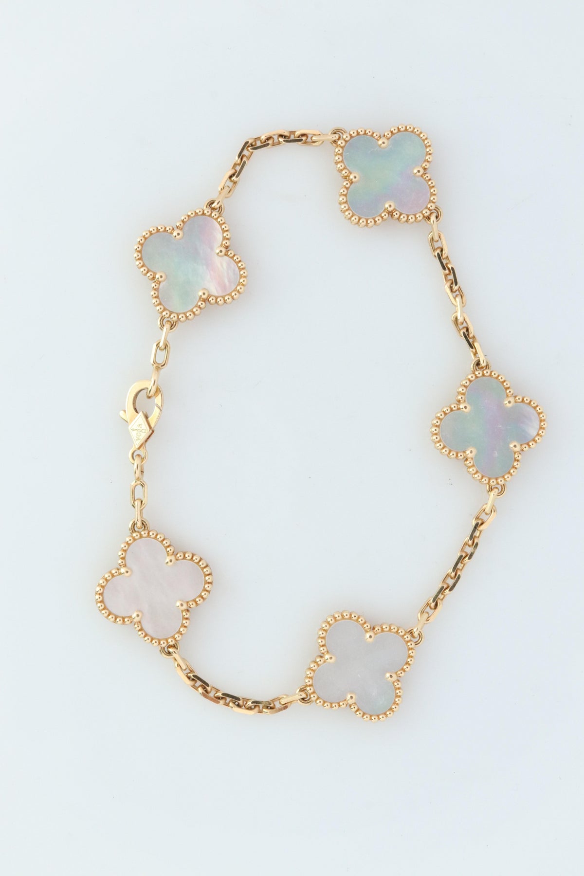 Van Cleef Arpels Alhambra Bracelet Genuine VCA 18k YG Mother of Pearl 5P Motifs