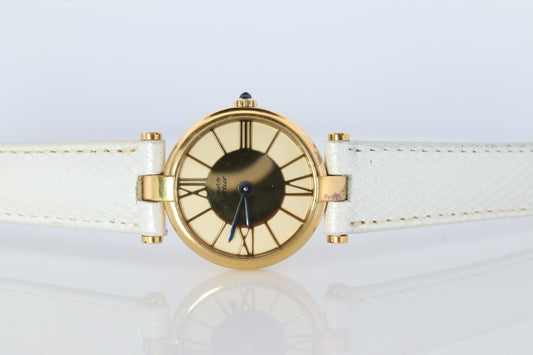 Cartier Watch. Must de Cartier Vendome Round Argent Vermeil 24mm Dial.