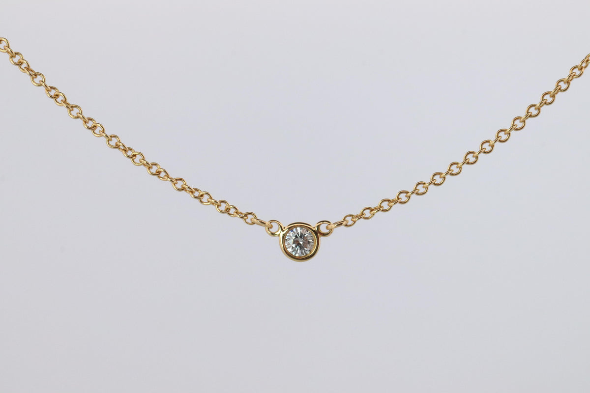 Vintage Tiffany Co Necklace Elsa Peretti Diamond by the Yard 0.10ct Solitaire 1P