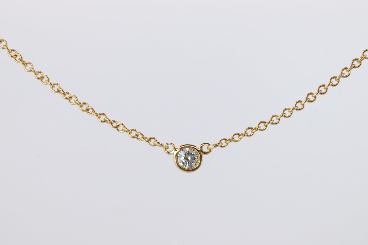 Vintage Tiffany Co Necklace Elsa Peretti Diamond by the Yard 0.10ct Solitaire 1P