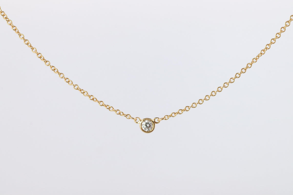 Vintage Tiffany Co Necklace Elsa Peretti Diamond by the Yard 0.10ct Solitaire 1P