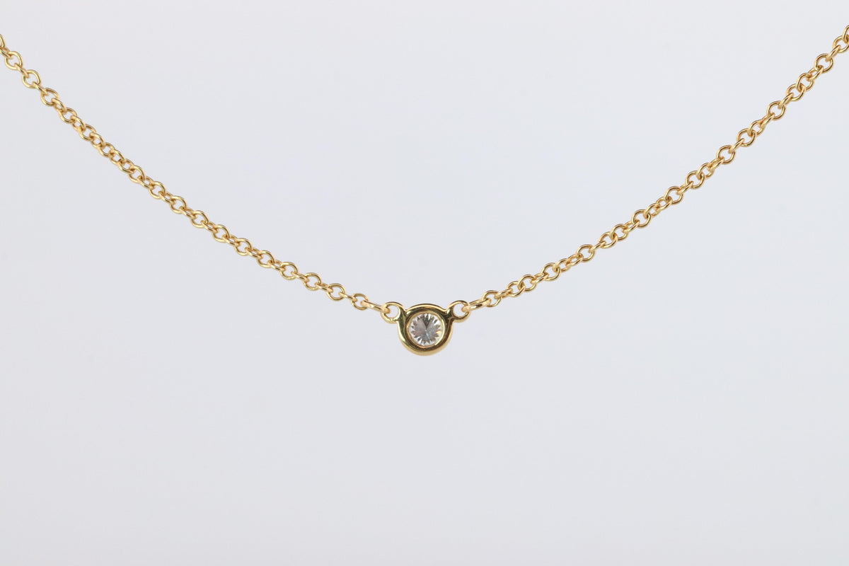 Vintage Tiffany Co Necklace Elsa Peretti Diamond by the Yard 0.10ct Solitaire 1P