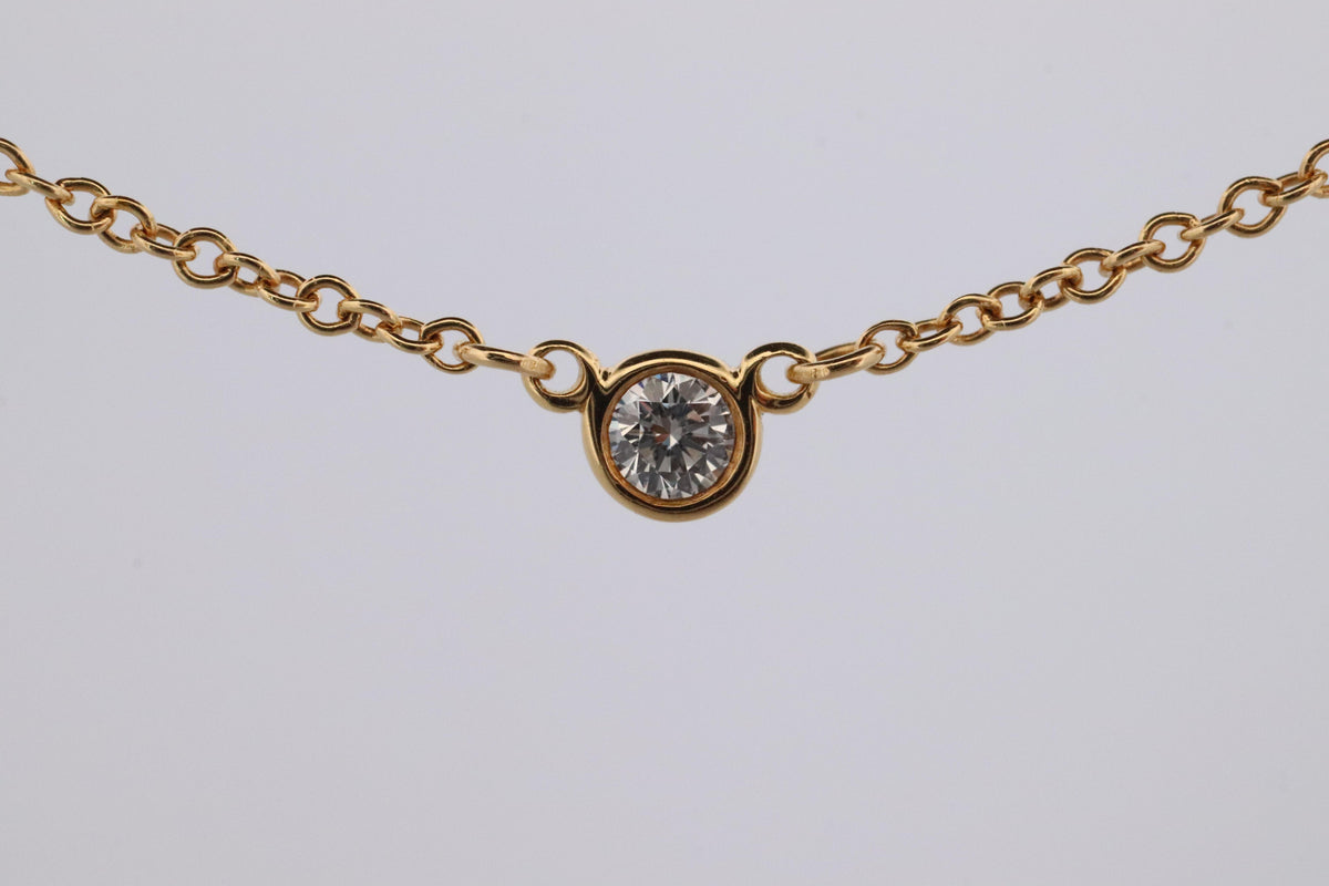 Vintage Tiffany Co Necklace Elsa Peretti Diamond by the Yard 0.10ct Solitaire 1P