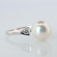 Mikimoto Pearl Solitaire Ring. Platinum PT950 Mikimoto Pearl Diamond ring.