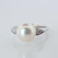 Mikimoto Pearl Solitaire Ring. Platinum PT950 Mikimoto Pearl Diamond ring.