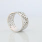 Mikimoto Wide Band. Platinum Mikimoto Intricate Floral Negative Stamped ring.