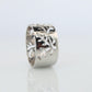 Mikimoto Wide Band. Platinum Mikimoto Intricate Floral Negative Stamped ring.