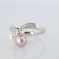 Mikimoto Ring. 18k Gold Mikimoto Pearl and Diamond Cluster. Twin pearl love knot