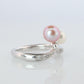 Mikimoto Ring. 18k Gold Mikimoto Pearl and Diamond Cluster. Twin pearl love knot