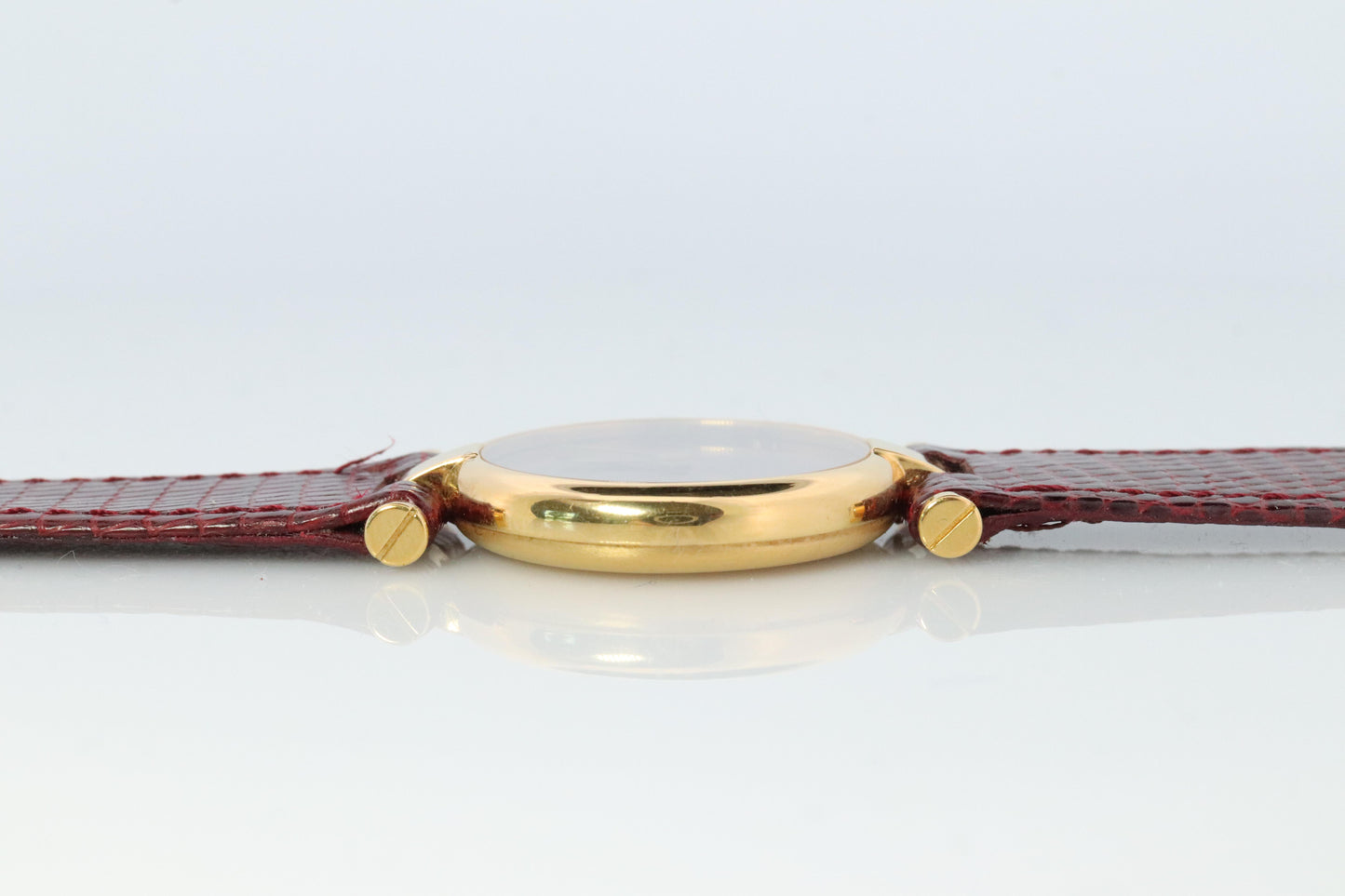 Genuine Cartier Watch. Must de Cartier Vendome Round Argent Vermeil Red Face