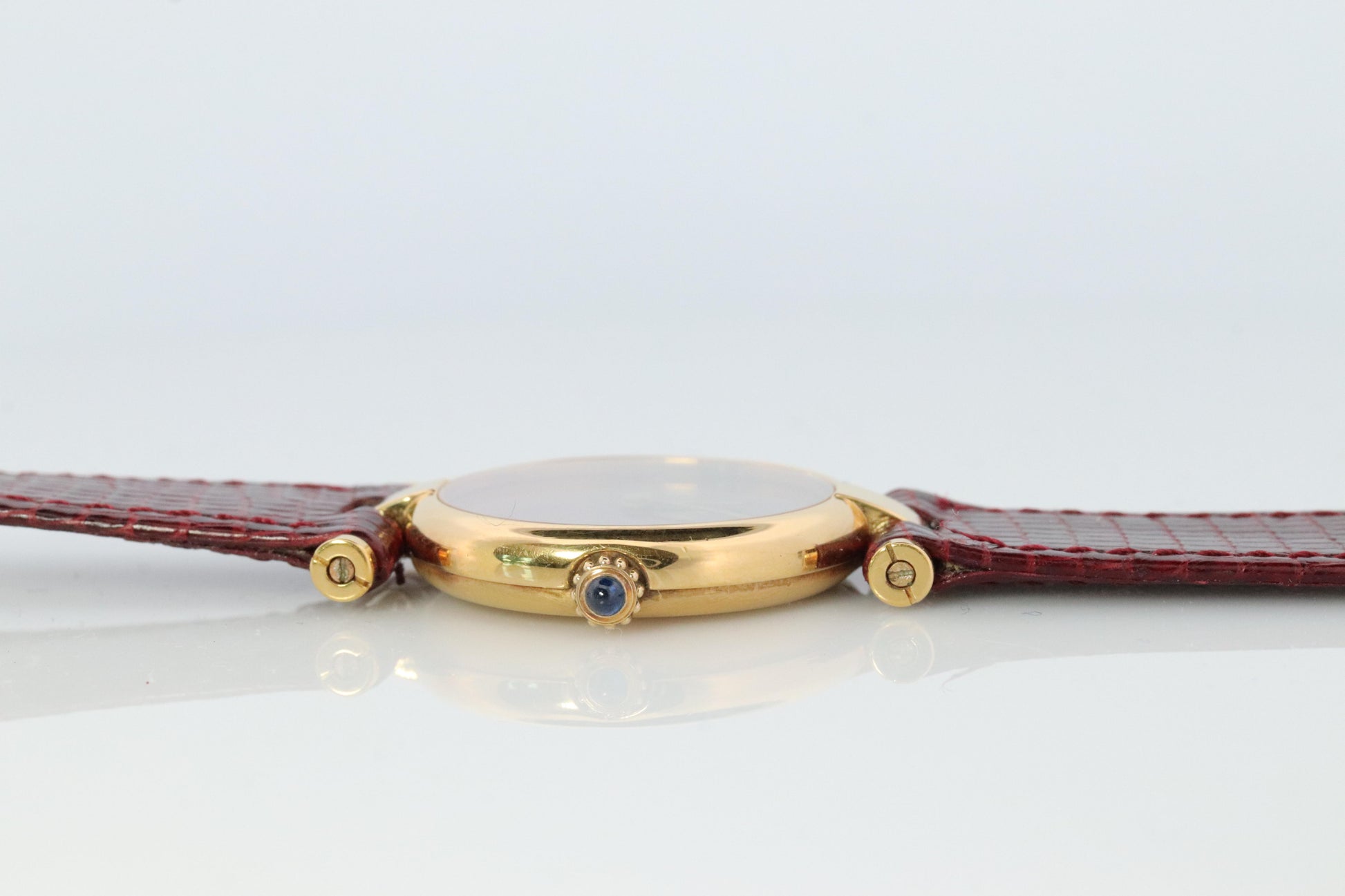 Genuine Cartier Watch. Must de Cartier Vendome Round Argent Vermeil Red Face