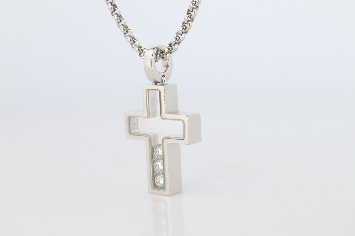 18k Chopard Happy Diamond Cross Pendant. So Happy Chopard Crucifix Necklace