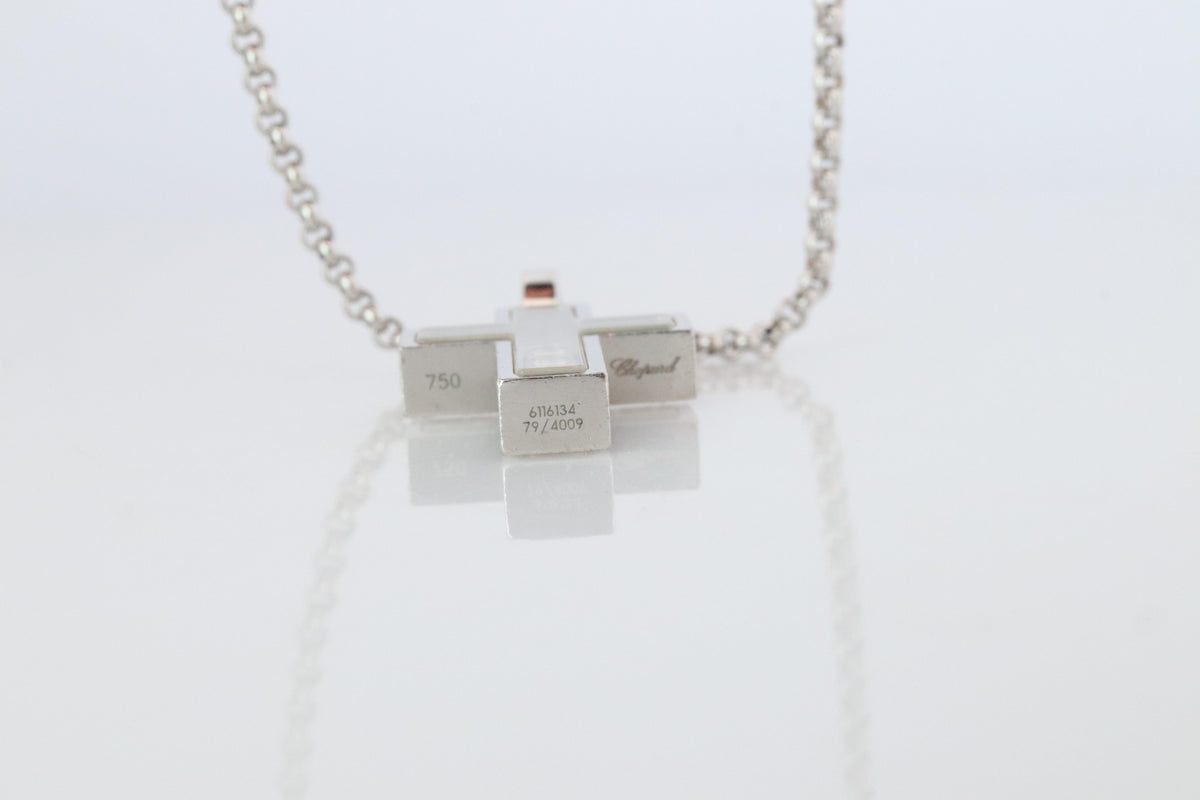 18k Chopard Happy Diamond Cross Pendant. So Happy Chopard Crucifix Necklace