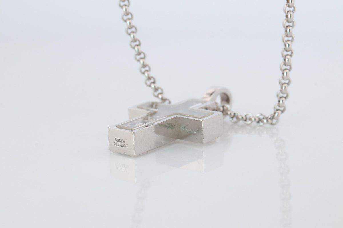 18k Chopard Happy Diamond Cross Pendant. So Happy Chopard Crucifix Necklace