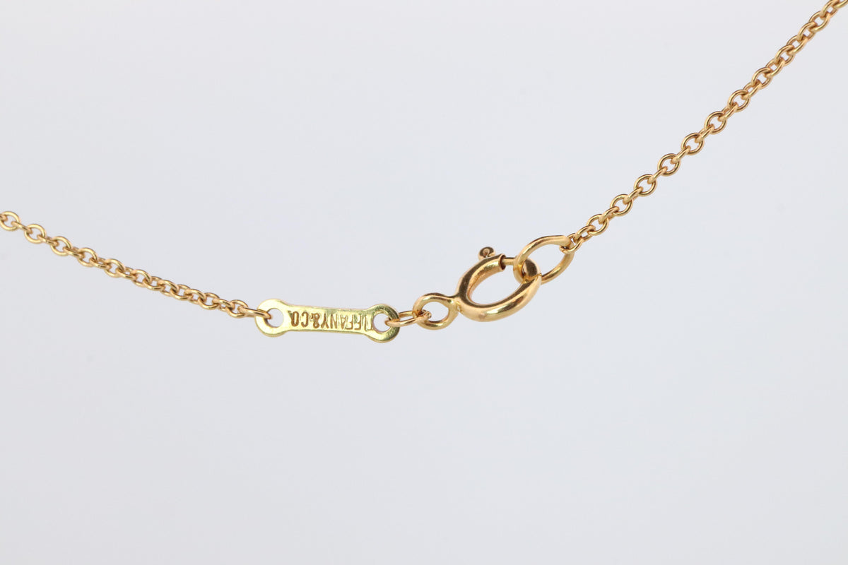 Tiffany & Co. 18k Gold Chain and Bean Pendant Necklace. 750 Yellow Gold Tiffany