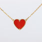 Van Cleef Arpels Lucky Alhambra Necklace. Genuine VCA 18k WG Carnelian Heart