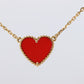 Van Cleef Arpels Lucky Alhambra Necklace. Genuine VCA 18k WG Carnelian Heart