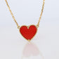 Van Cleef Arpels Lucky Alhambra Necklace. Genuine VCA 18k WG Carnelian Heart