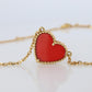 Van Cleef Arpels Lucky Alhambra Necklace. Genuine VCA 18k WG Carnelian Heart