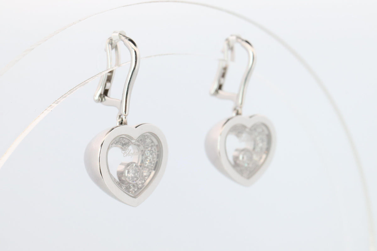 18k Chopard Happy Diamond Earrings. CHOPARD Happy Heart Dangle Earrings