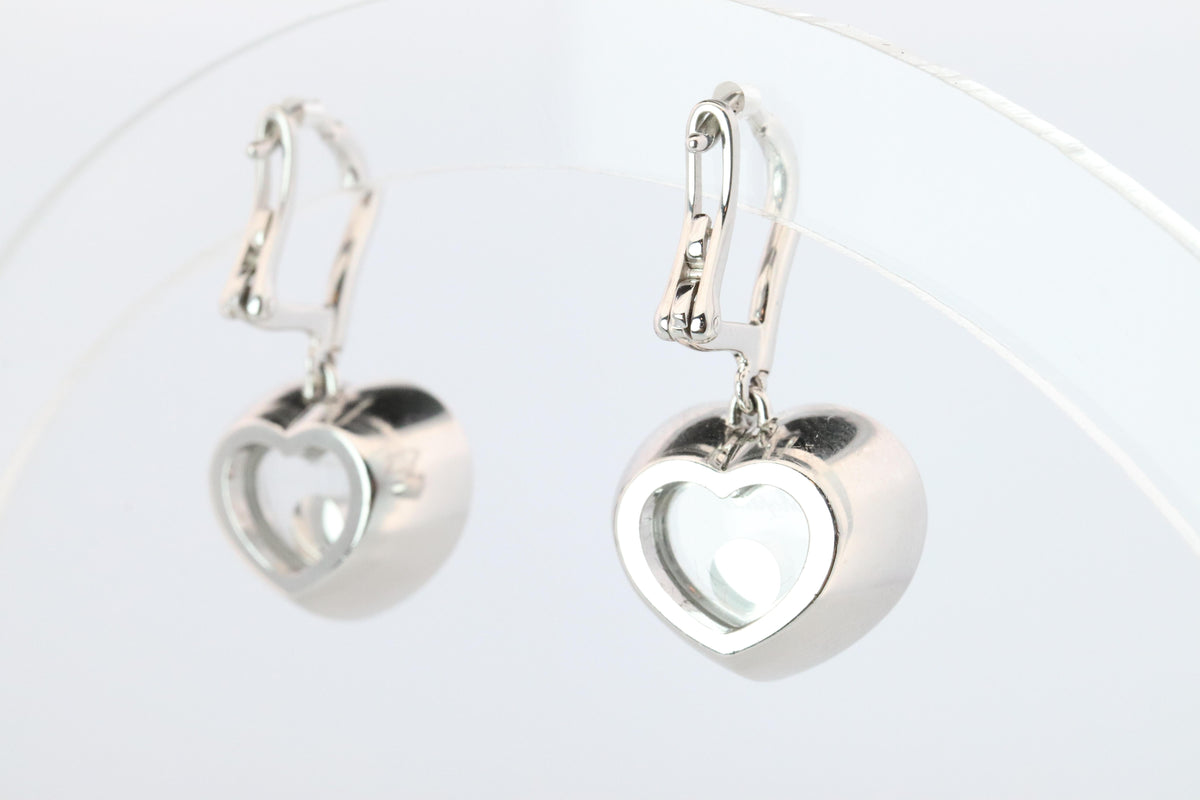 18k Chopard Happy Diamond Earrings. CHOPARD Happy Heart Dangle Earrings