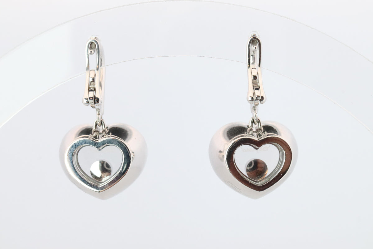18k Chopard Happy Diamond Earrings. CHOPARD Happy Heart Dangle Earrings