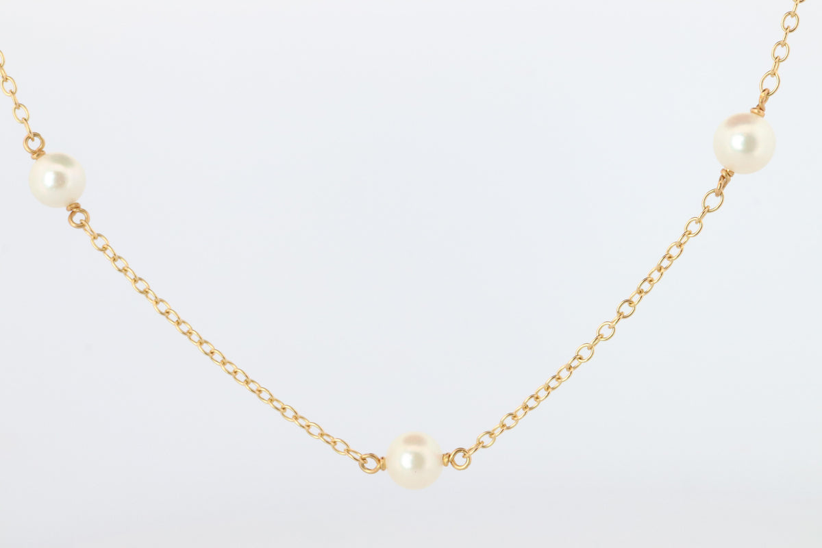 Vintage Tiffany Co Pearl Necklace. 18k YG Tiffany Pearls by the Yard Necklace.