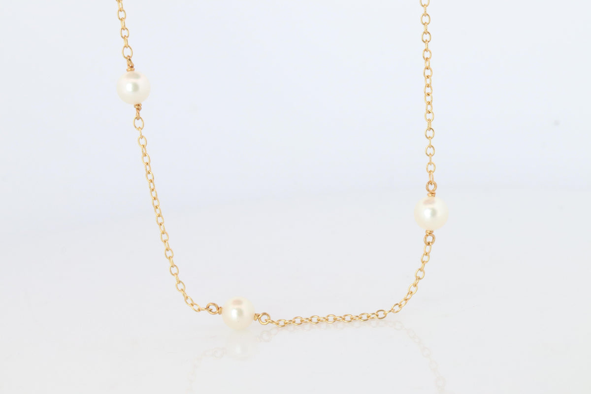 Vintage Tiffany Co Pearl Necklace. 18k YG Tiffany Pearls by the Yard Necklace.