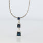 Blue Sapphire diamond Journey pendant. 14k Gold Princess Sapphires Necklace