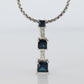 Blue Sapphire diamond Journey pendant. 14k Gold Princess Sapphires Necklace