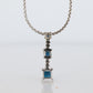 Blue Sapphire diamond Journey pendant. 14k Gold Princess Sapphires Necklace