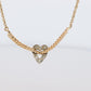 14k Open Heart Diamond Necklace. Suspended Heart Necklace.