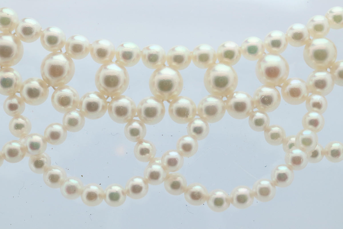 Tasaki Scalloped Bib Necklace. Vintage 14k Gold Tasaki Pearl Collar Necklace