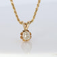 Antique Diamond solitaire pendant Buttercup setting. 14k Gold OLD Mine Diamond