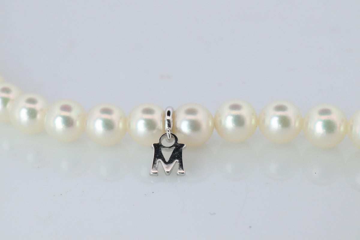 MIKIMOTO 14k White Gold Pearl Necklace. 6mm Pearls Necklace.