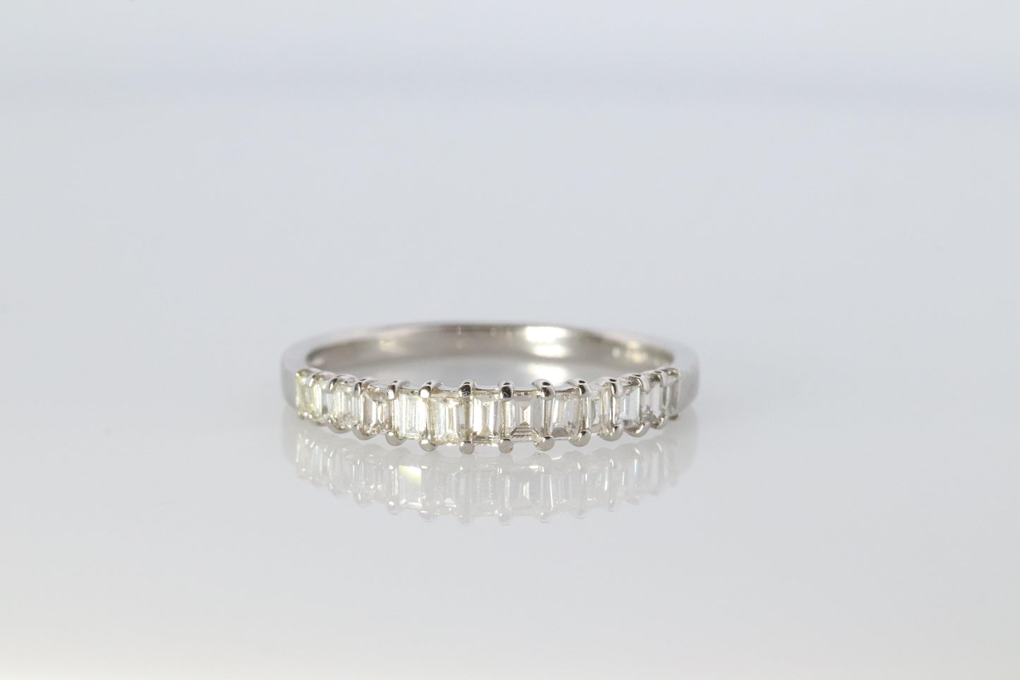 Platinum Baguette Diamond eternity band. PT950 1/3ct Half Eternity Infinity Ring