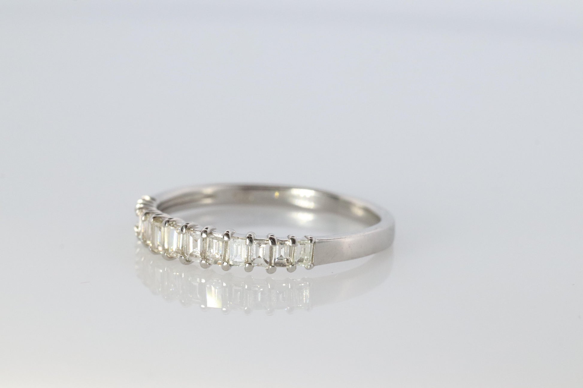 Platinum Baguette Diamond eternity band. PT950 1/3ct Half Eternity Infinity Ring