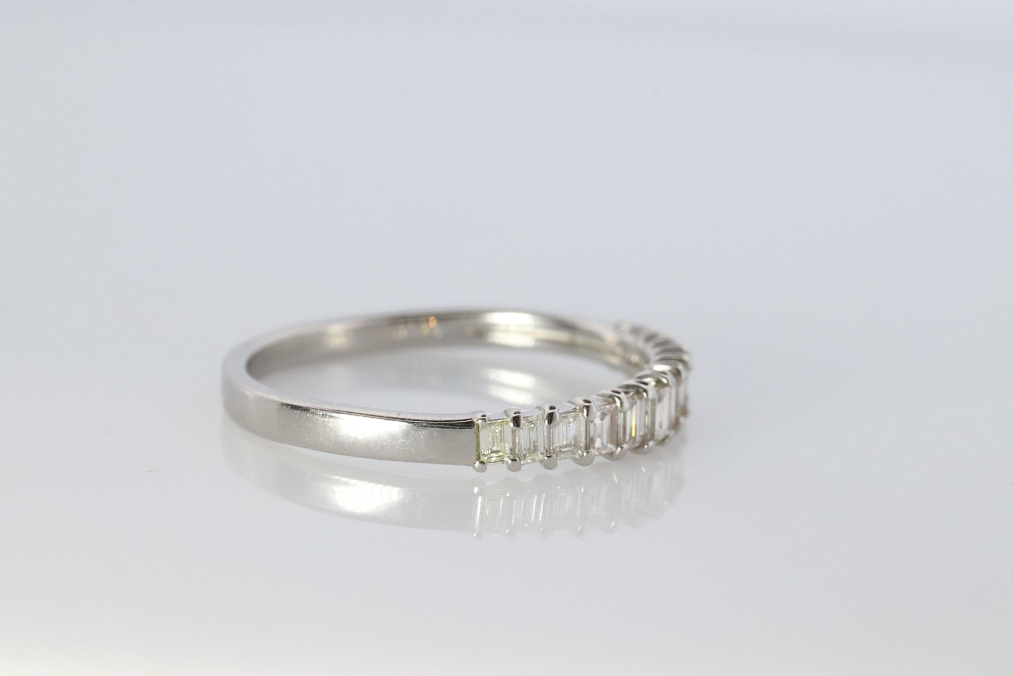 Platinum Baguette Diamond eternity band. PT950 1/3ct Half Eternity Infinity Ring