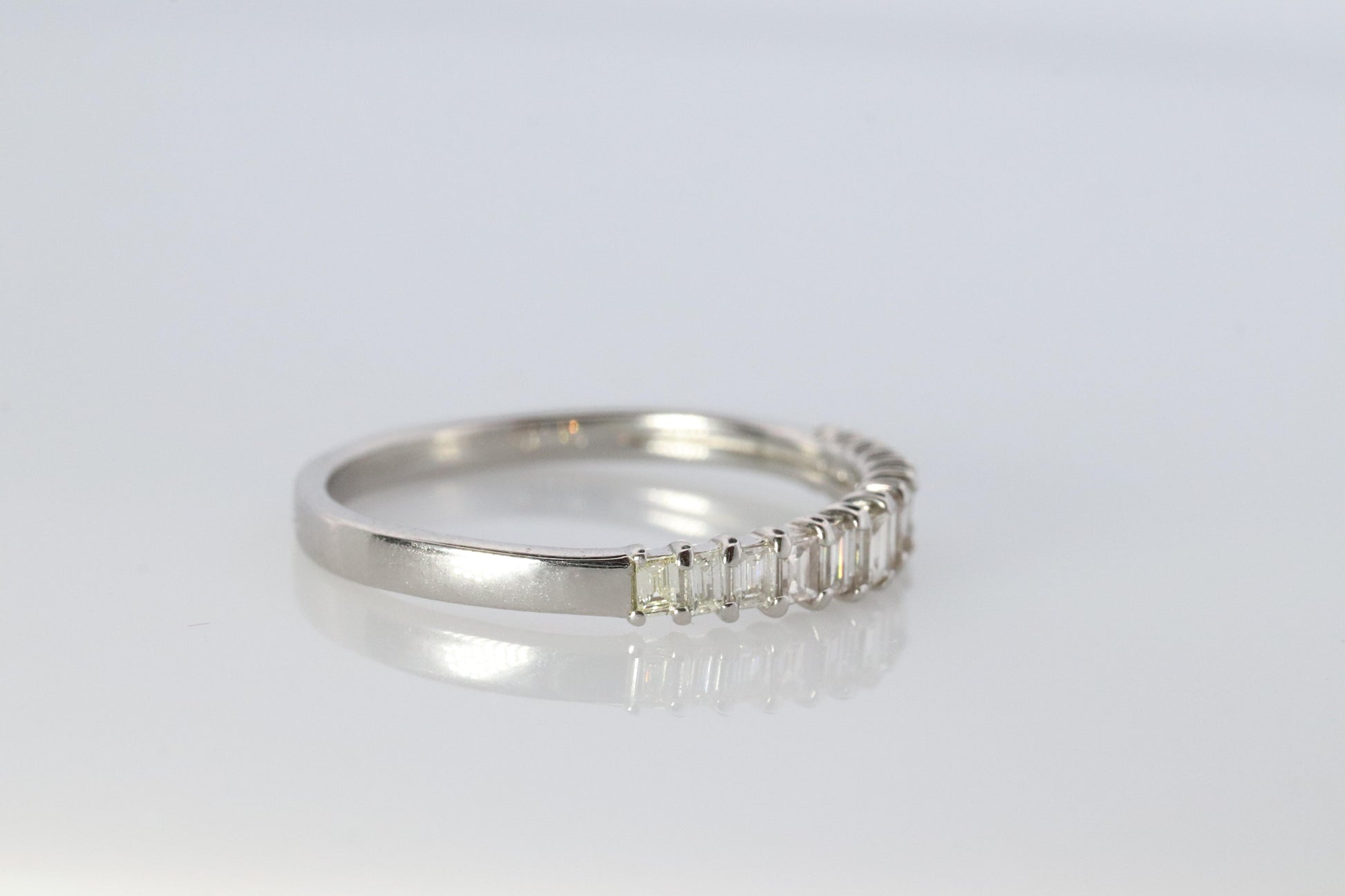 Platinum Baguette Diamond eternity band. PT950 1/3ct Half Eternity Infinity Ring