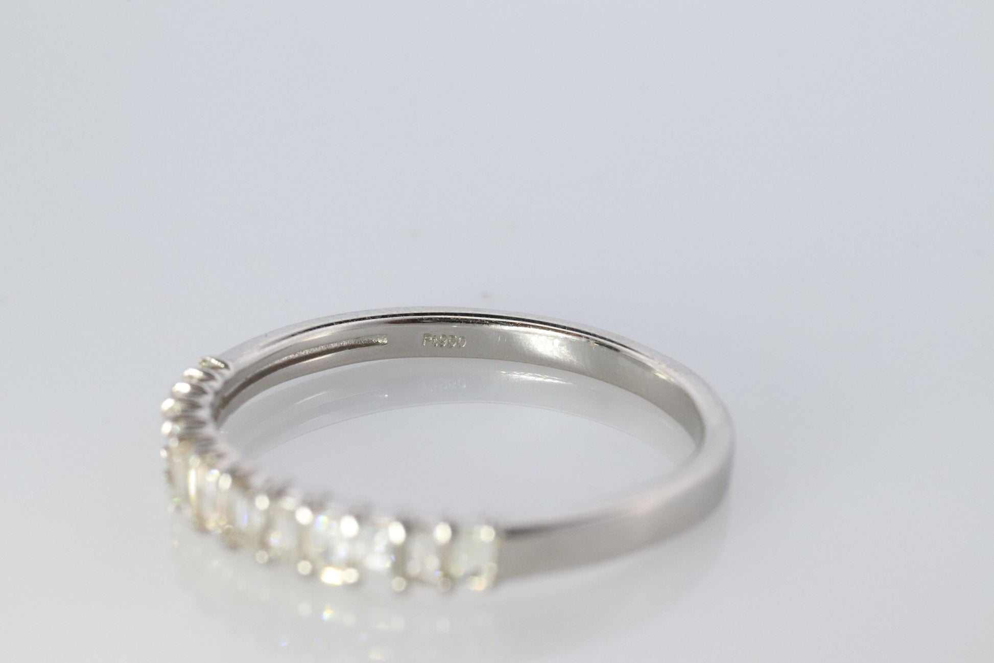 Platinum Baguette Diamond eternity band. PT950 1/3ct Half Eternity Infinity Ring