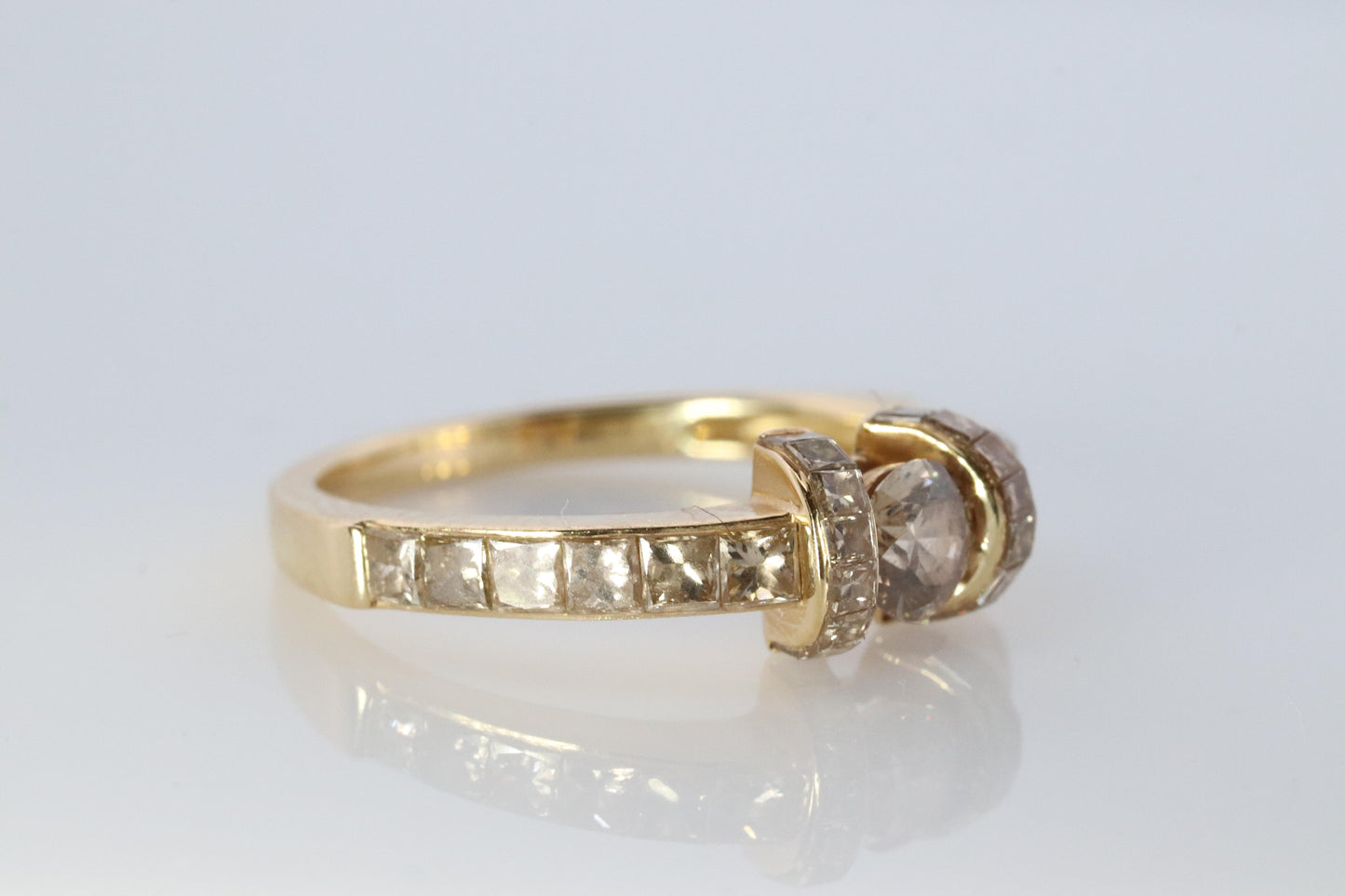 18k Round Genuine Diamond Solitaire Ring Anniversary Illusion set princess cut.