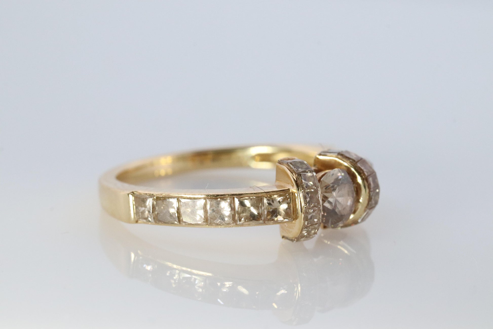 18k Round Genuine Diamond Solitaire Ring Anniversary Illusion set princess cut.