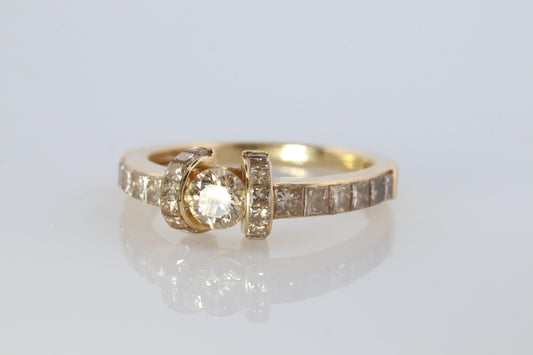 18k Round Genuine Diamond Solitaire Ring Anniversary Illusion set princess cut.