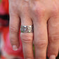 Mikimoto Wide Band. Platinum Mikimoto Intricate Floral Negative Stamped ring.