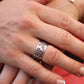 Mikimoto Wide Band. Platinum Mikimoto Intricate Floral Negative Stamped ring.