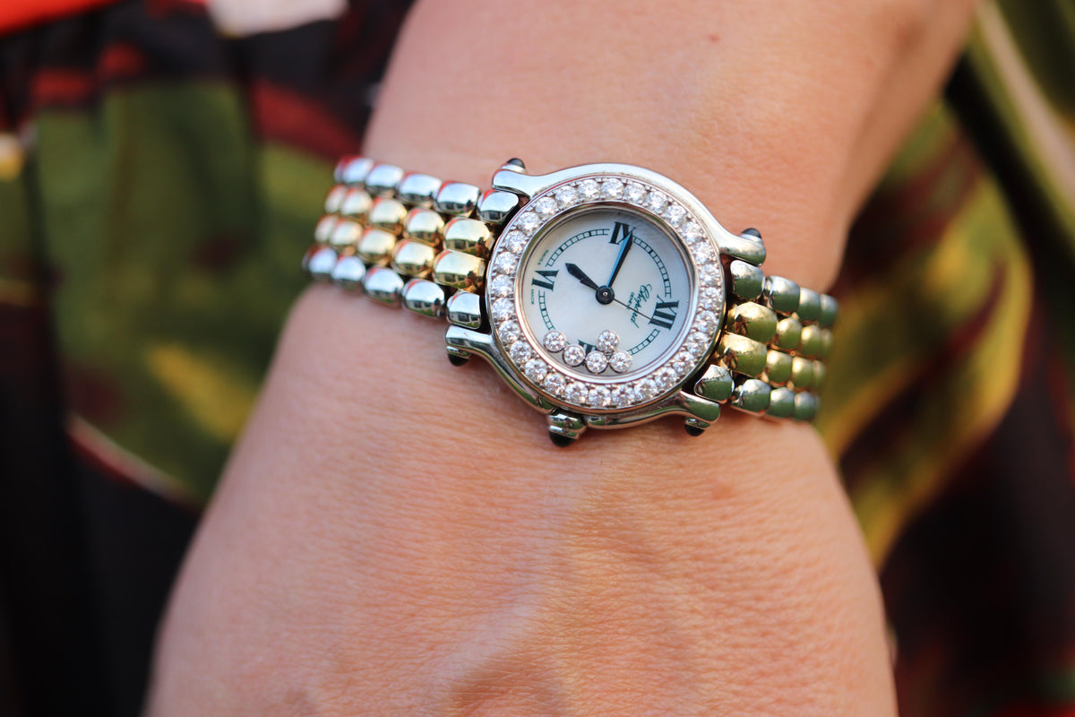 Chopard Happy Sport Sapphire Diamond Watch. 18k Chopard LUC 27/8930-23/11 Ladies