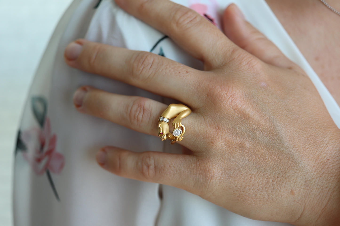 Carrera Y Carrera 18k Gold Panther Ring Ruby Eye & Diamonds. Leopard Pounce