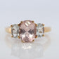 14k Morganite and Aquamarine Ring. Morganite Aqua trio Ring. 14k OTC Ring.