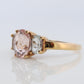 14k Morganite and Aquamarine Ring. Morganite Aqua trio Ring. 14k OTC Ring.